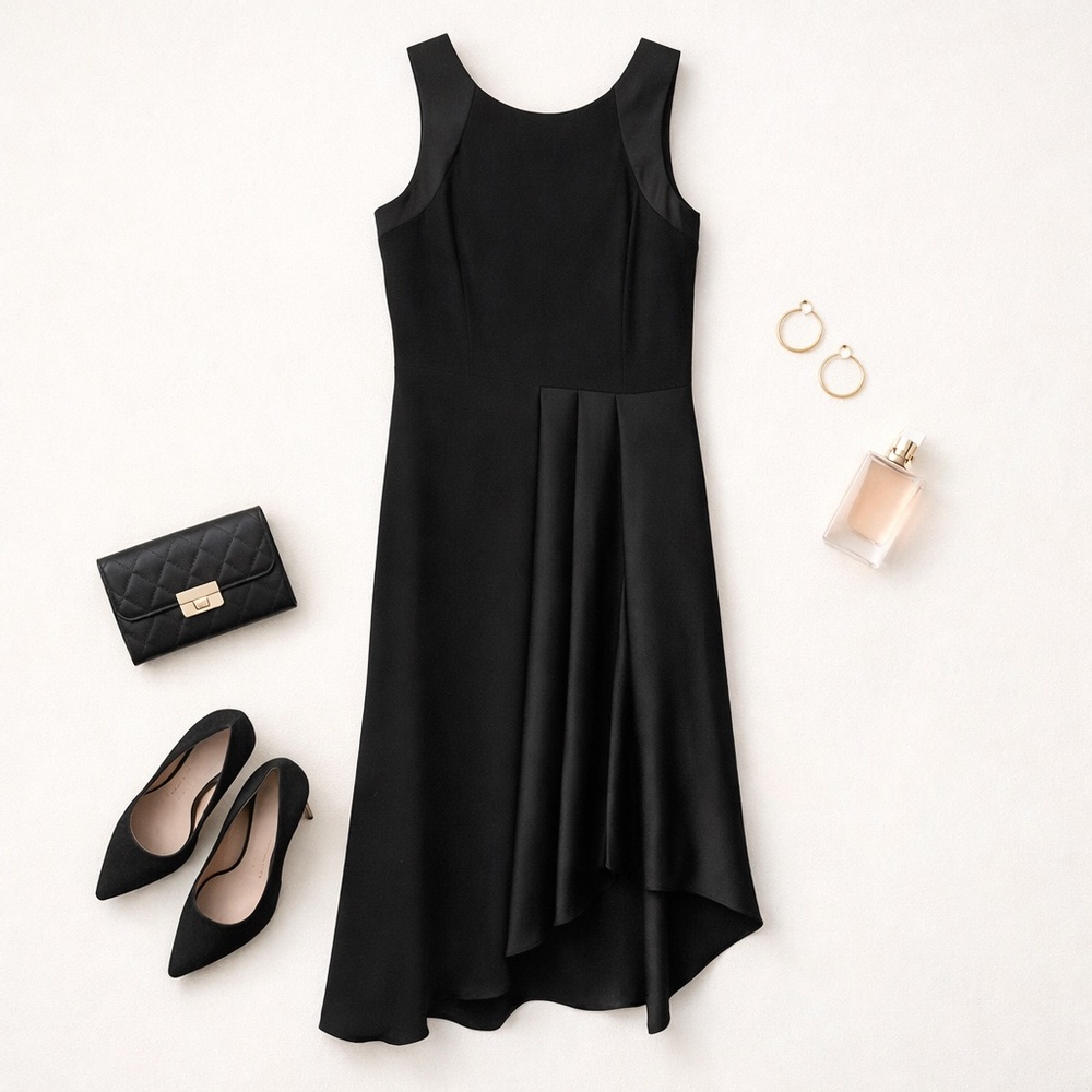 Banana Republic Asymmetrical Formal Black Wedding Guest Dress - Size 10